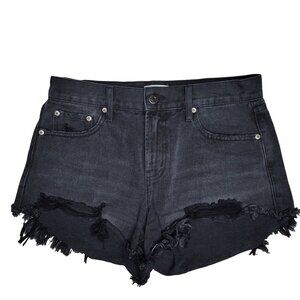 Pistola Black Denim Distressed High-Waist raw hem Shorts Size 27